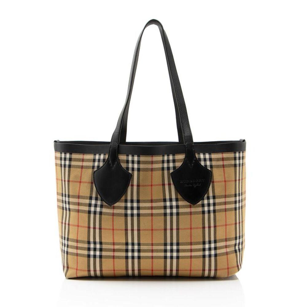 Burberry Vintage Heritage Check Canvas Reversible Tote